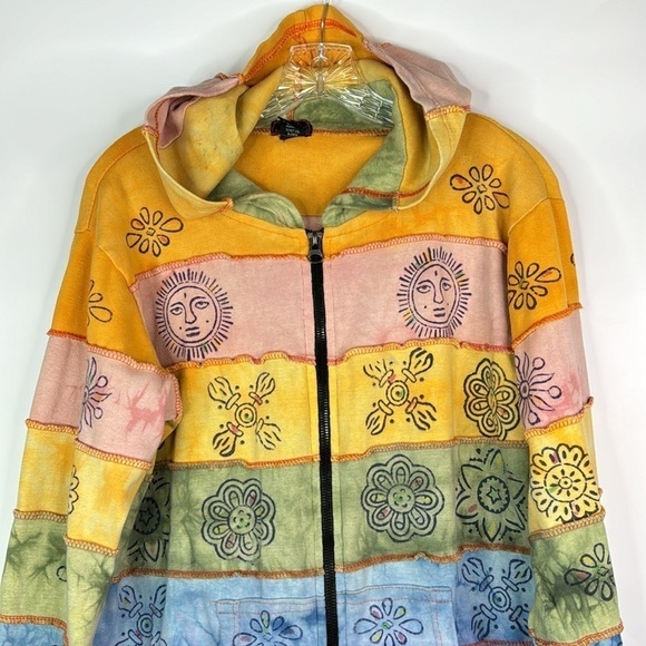 Rising International Multi Color Nepal Full Zip Hooded Sweatshirt 1X - Picture 2 of 8